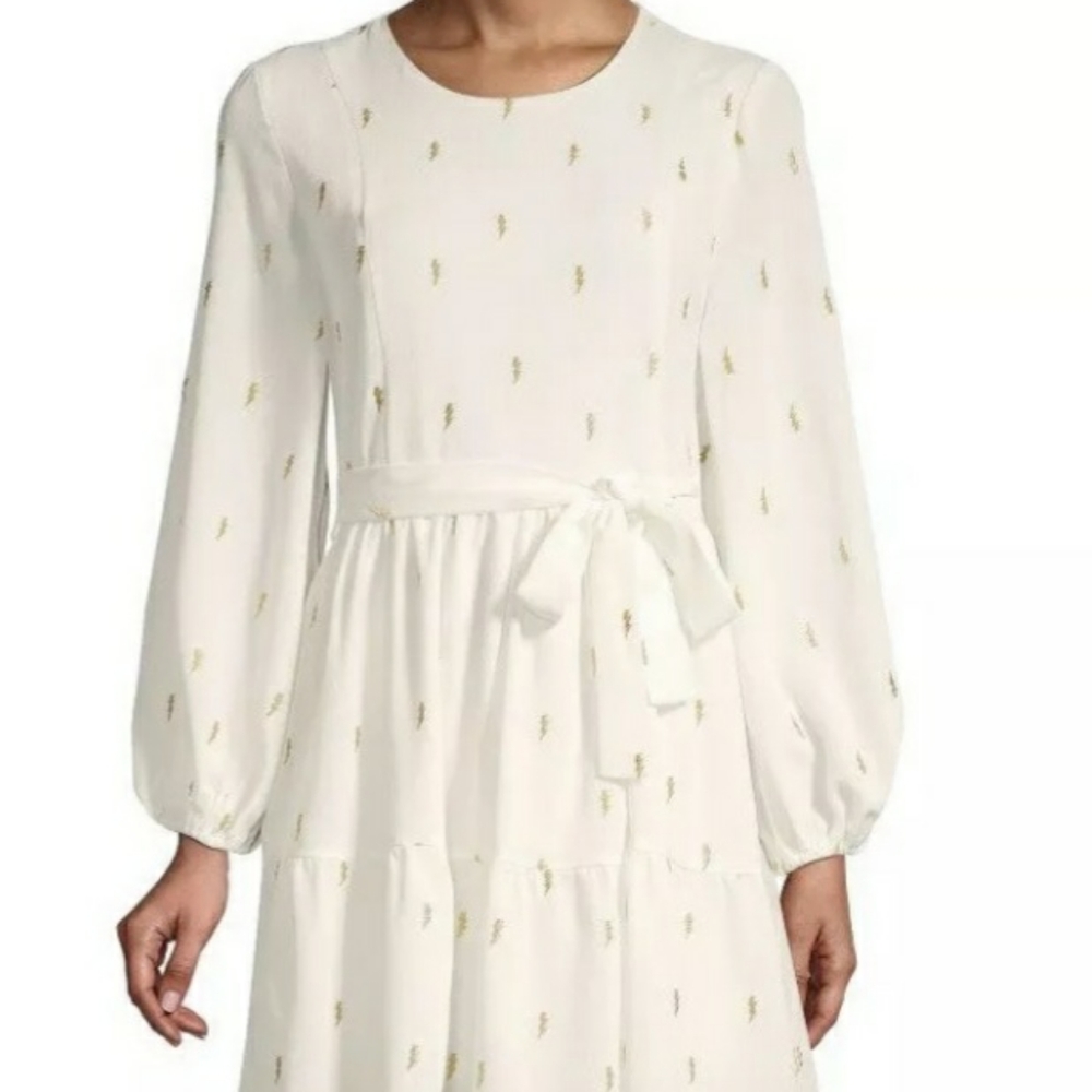 Lea & Viola babydoll Ivory w gold dress